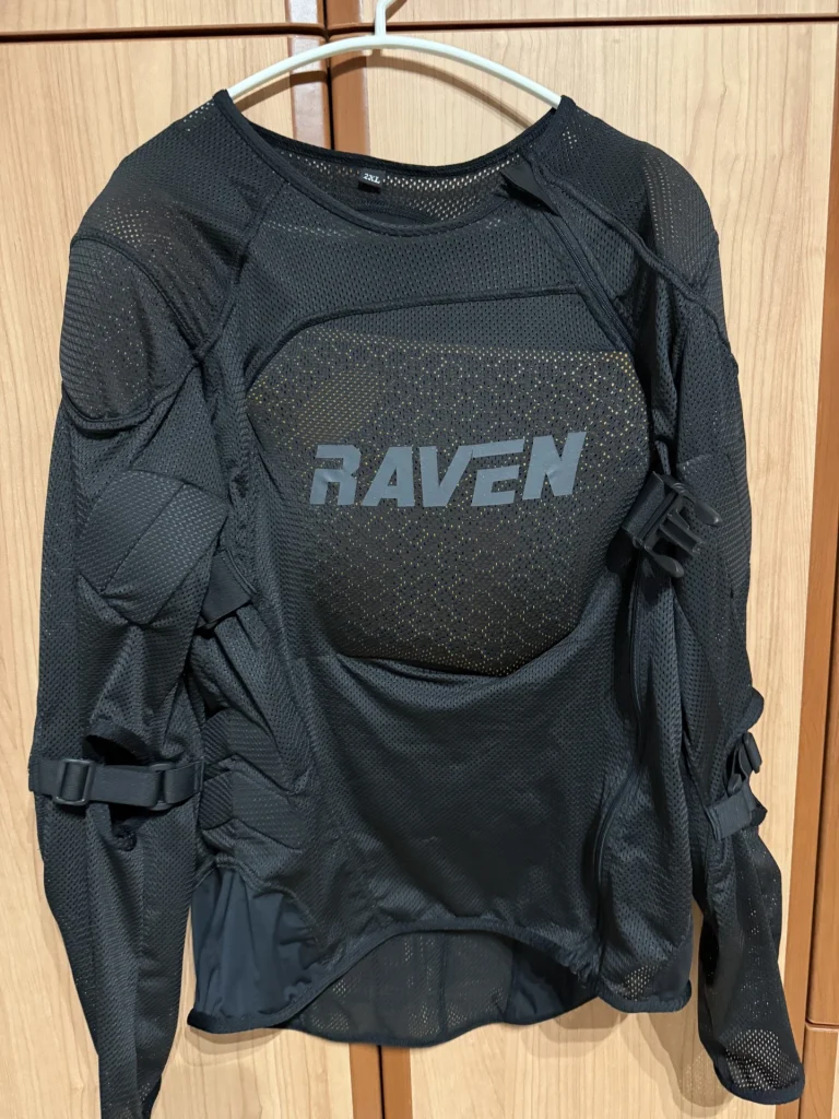 Raven Soft Shield protective jacket detail showing chest protection zone and mesh construction